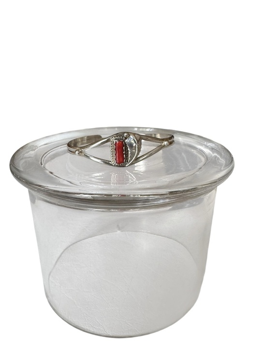 Jewelry - Sterling Silver Cuff Bracelet with Red Coral Accent